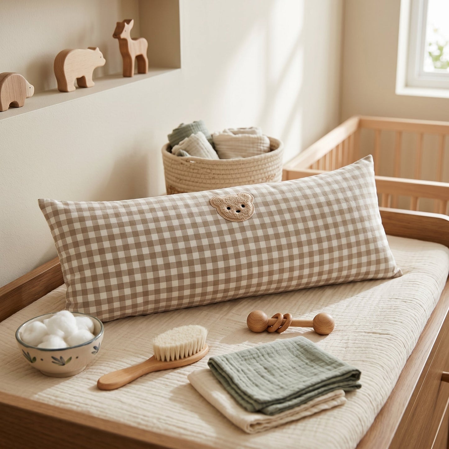 Little Manta Plaid Cotton Baby Pillow