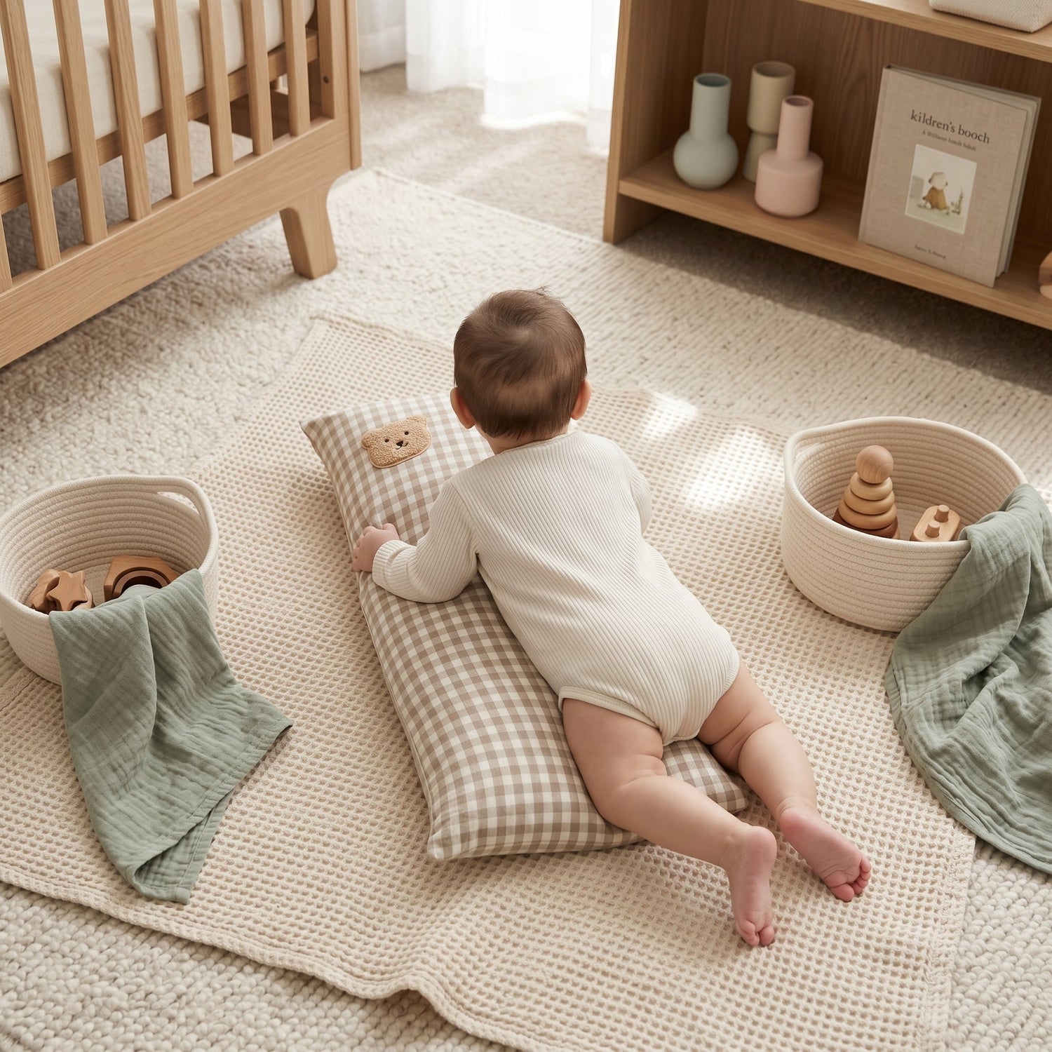 Little Manta Plaid Cotton Baby Pillow