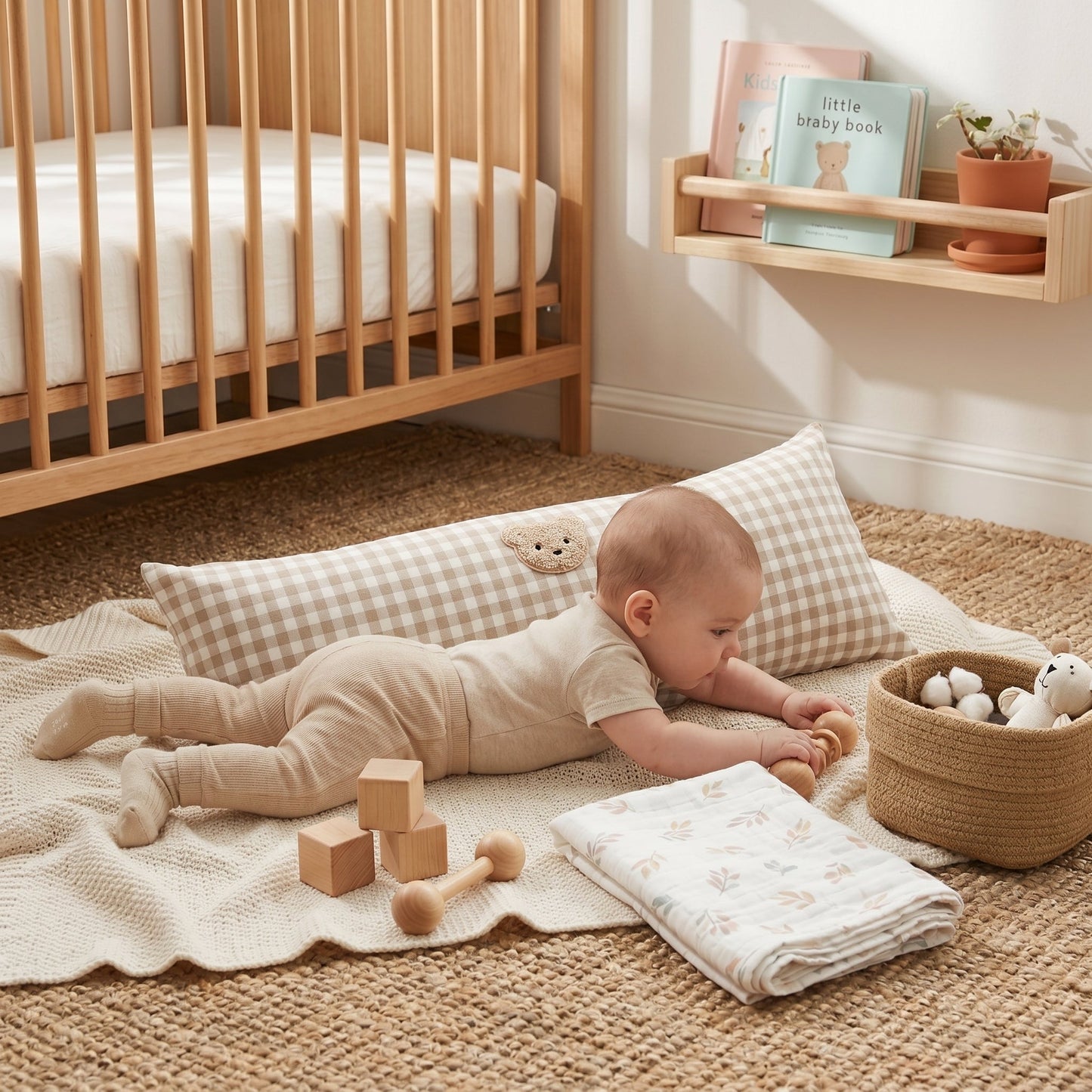 Little Manta Plaid Cotton Baby Pillow