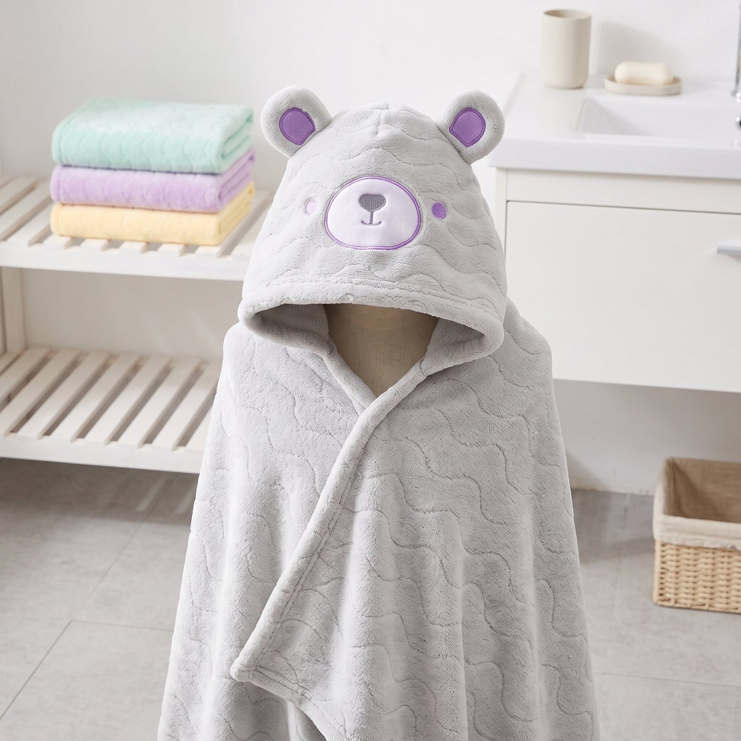 Little Manta Baby Kids Hooded Bathrobe