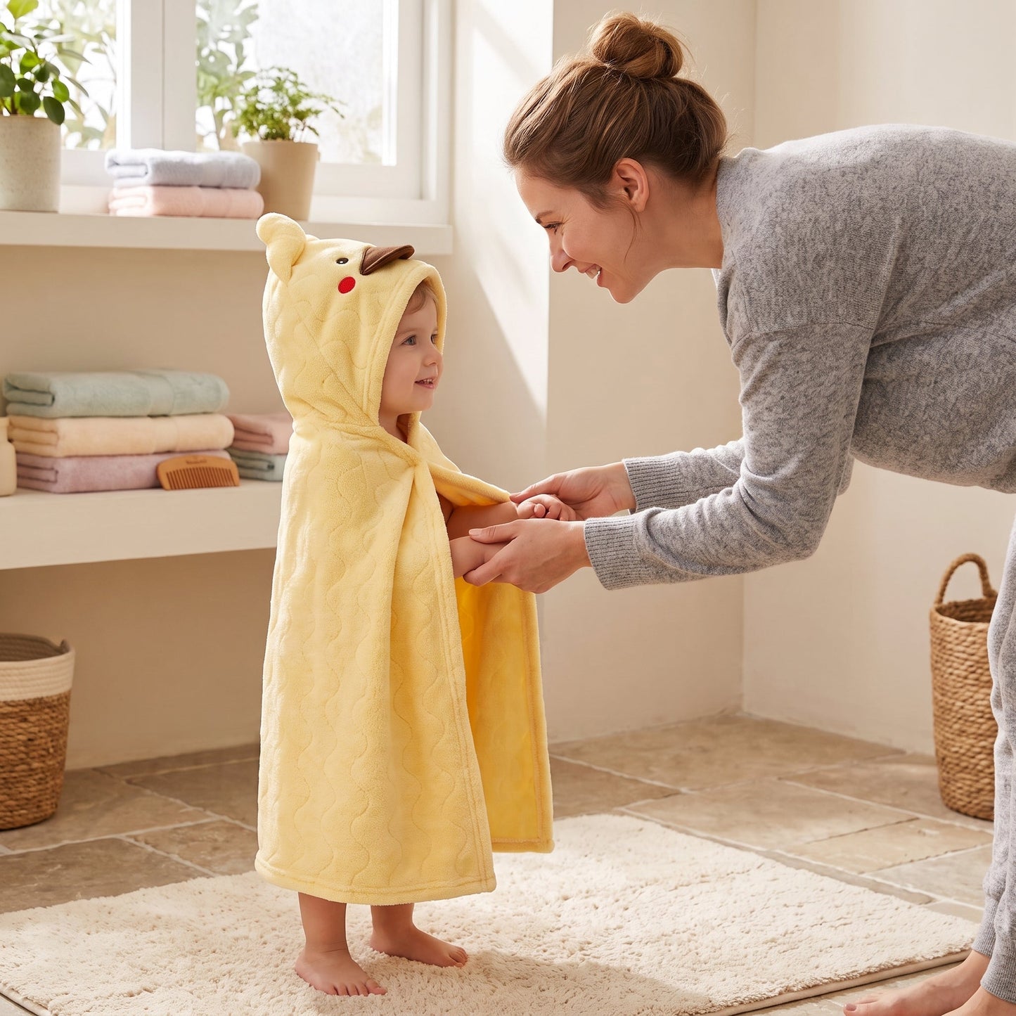 Little Manta Baby Kids Hooded Bathrobe