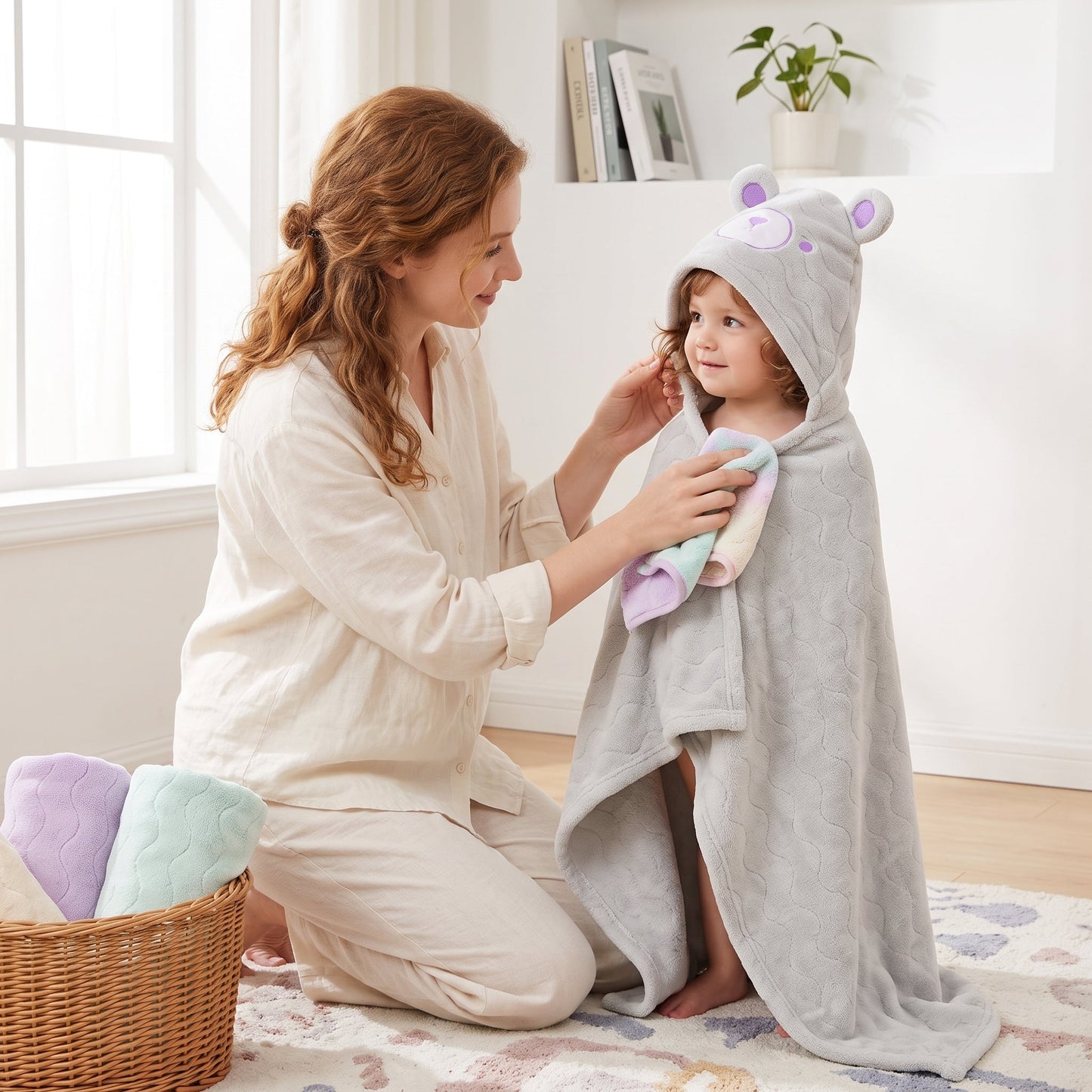 Little Manta Baby Kids Hooded Bathrobe