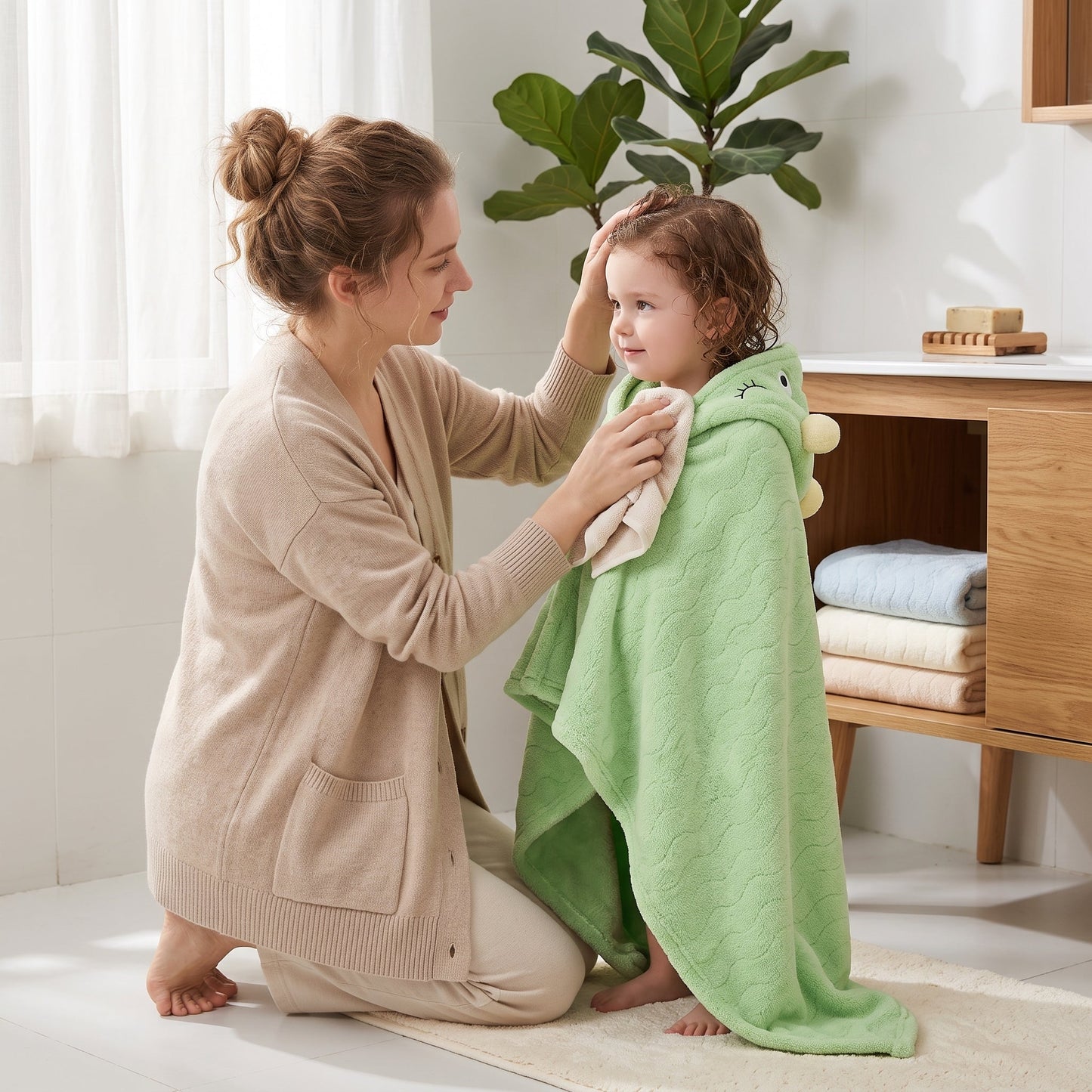 Little Manta Baby Kids Hooded Bathrobe