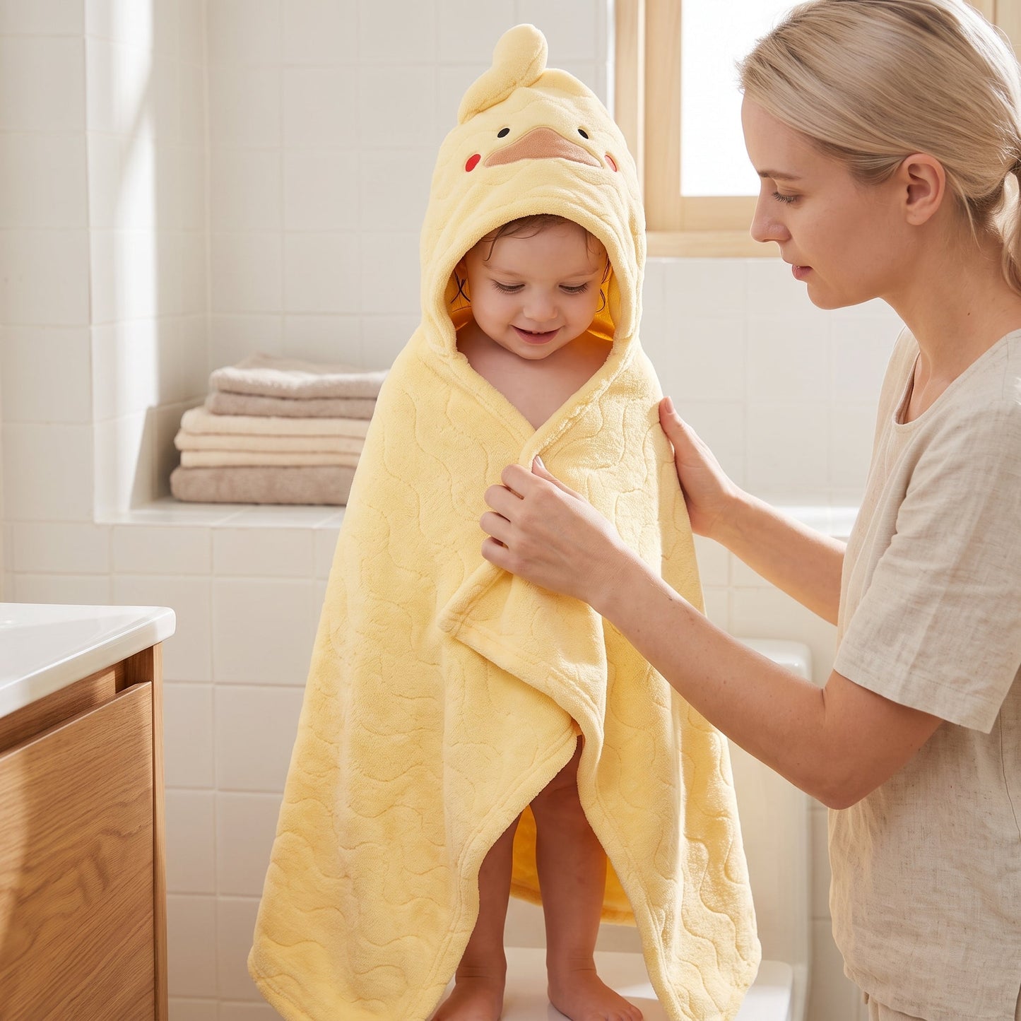 Little Manta Baby Kids Hooded Bathrobe