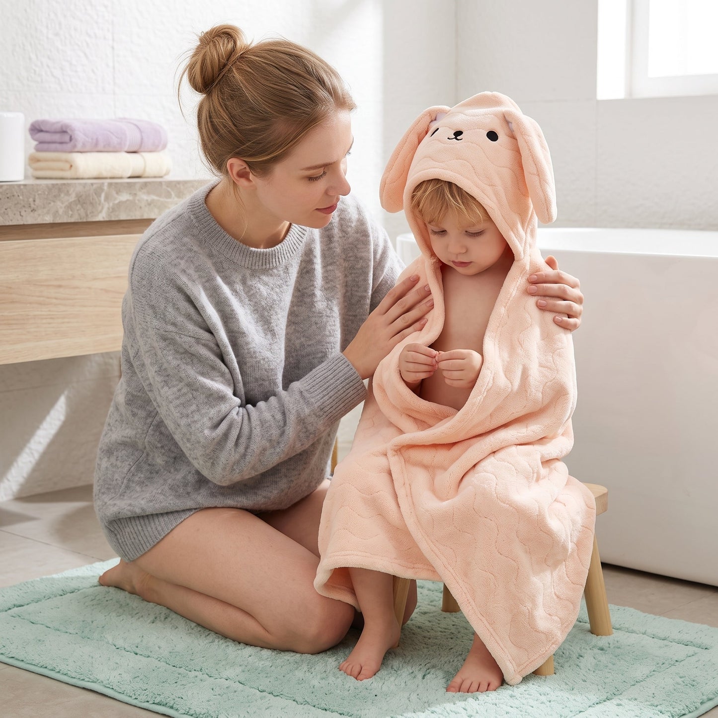 Little Manta Baby Kids Hooded Bathrobe