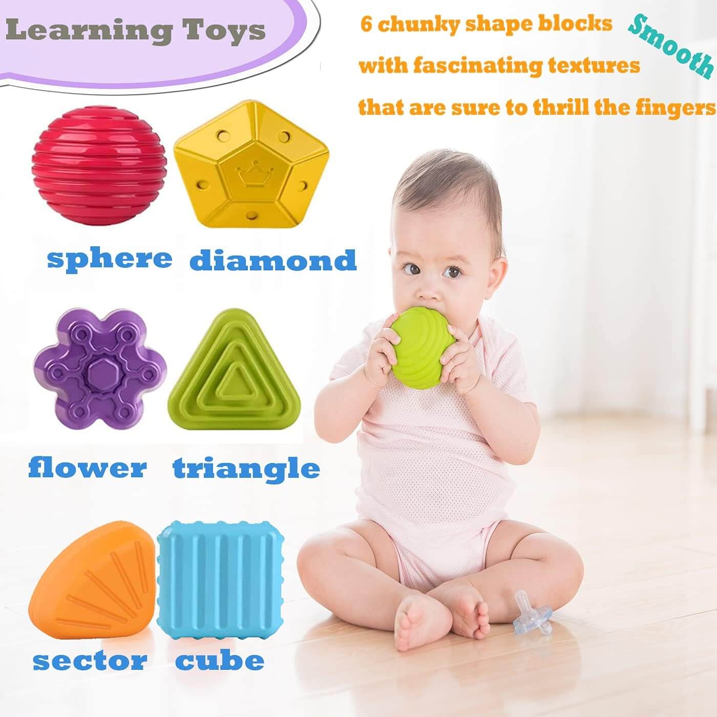 6 Piece Multi Sensory Shape Toy Set