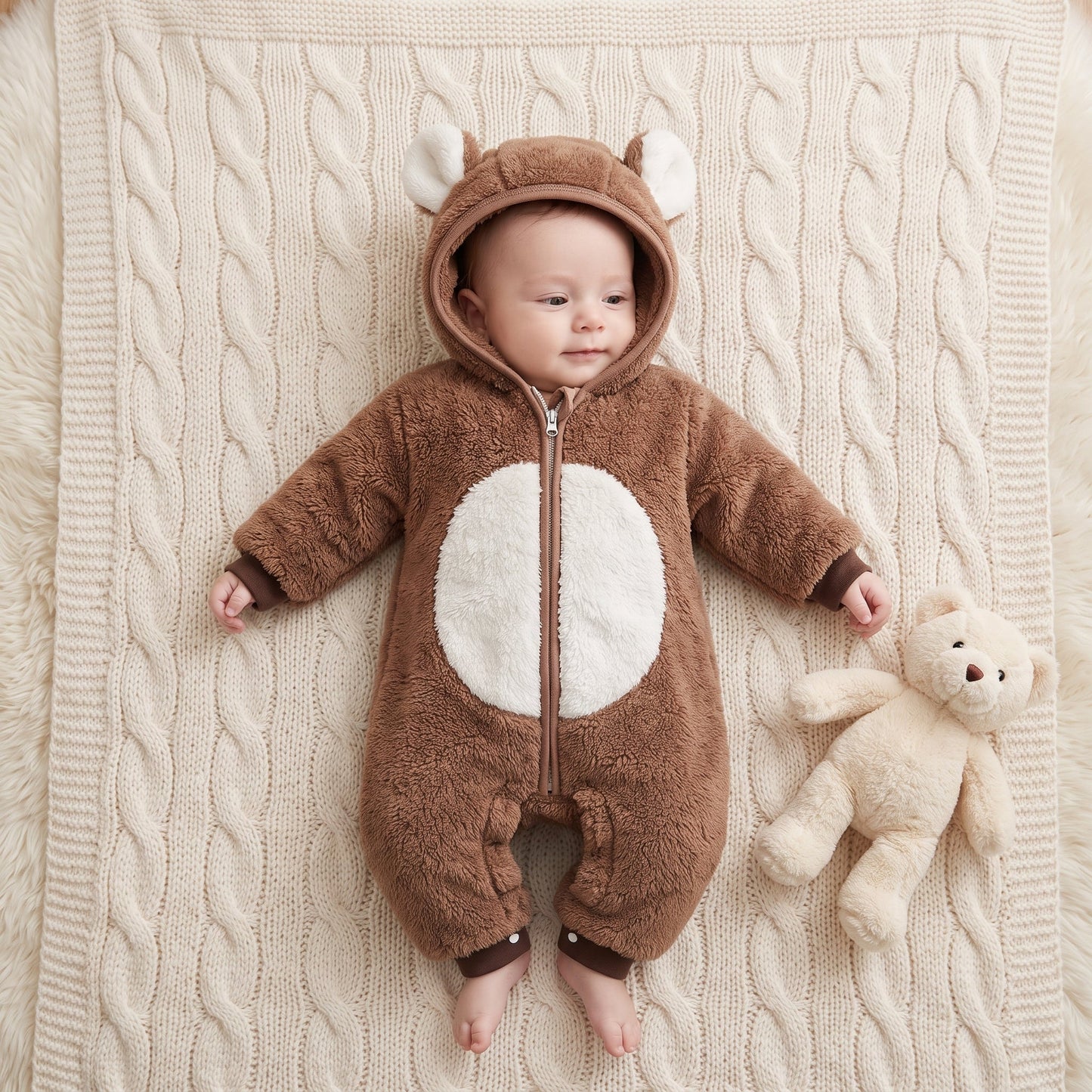 Little Manta Plush Baby Winter Romper