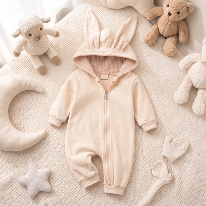 Little Manta Bunny Hooded Baby Romper
