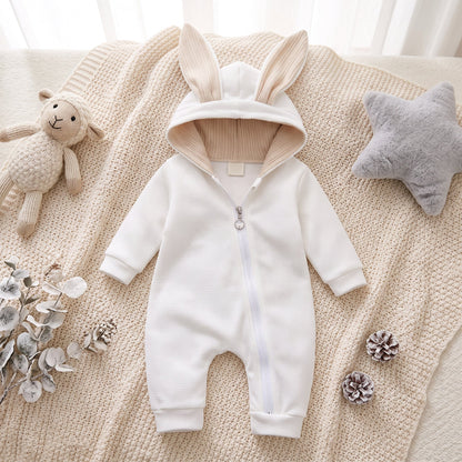 Little Manta Bunny Hooded Baby Romper