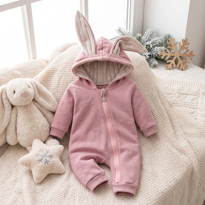Little Manta Bunny Hooded Baby Romper