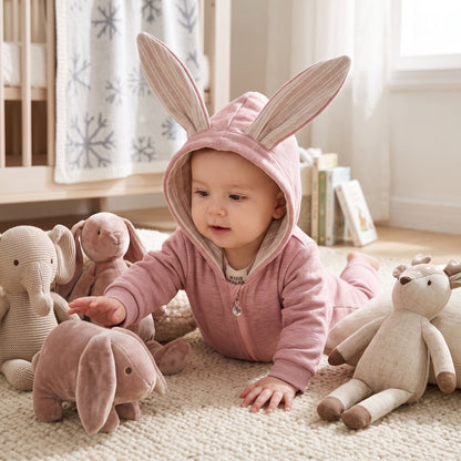Little Manta Bunny Hooded Baby Romper