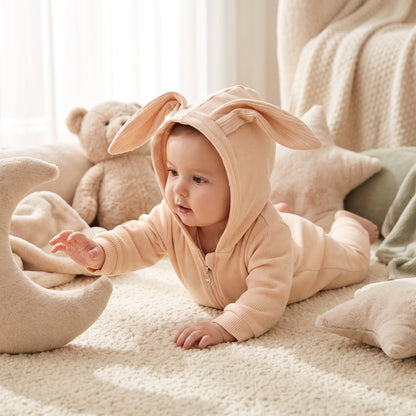 Little Manta Bunny Hooded Baby Romper