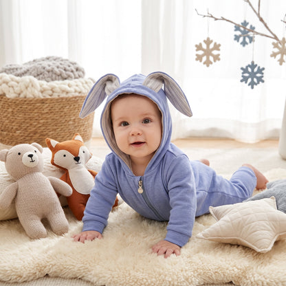 Little Manta Bunny Hooded Baby Romper