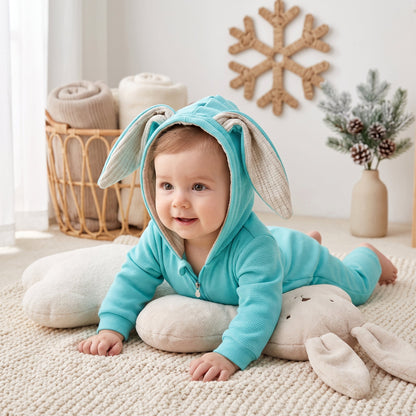 Little Manta Bunny Hooded Baby Romper