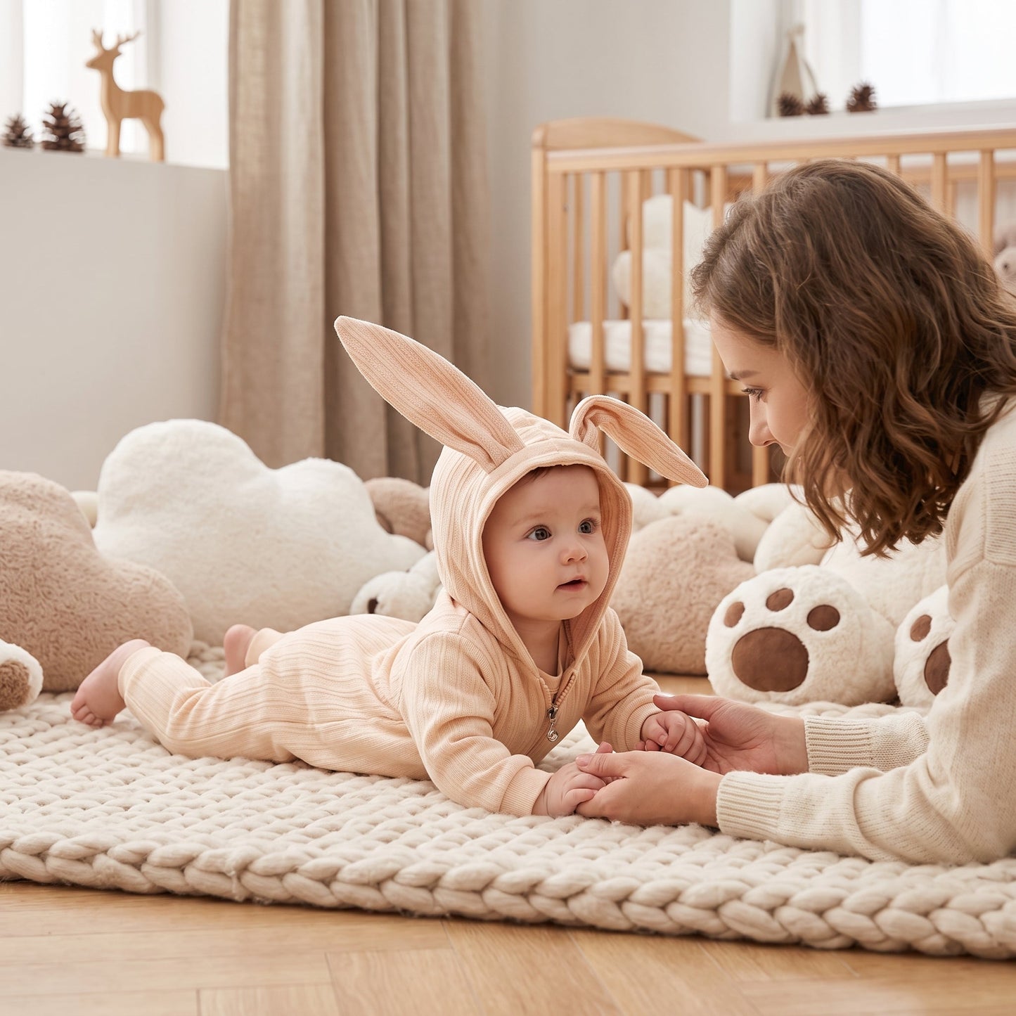 Little Manta Bunny Hooded Baby Romper