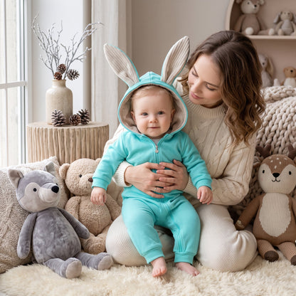 Little Manta Bunny Hooded Baby Romper