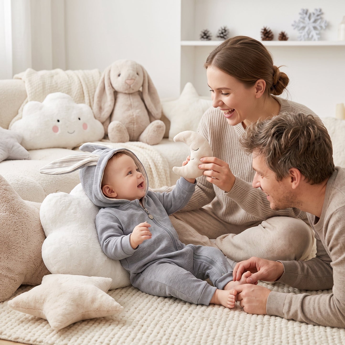 Little Manta Bunny Hooded Baby Romper