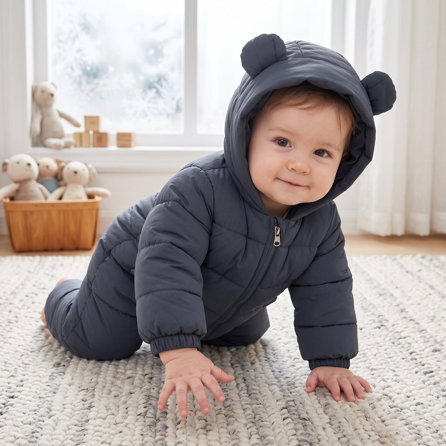 Little Manta Hooded Baby Winter Romper
