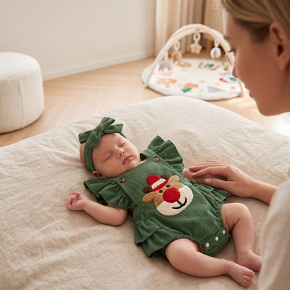 Little Manta Reindeer Ruffle Romper