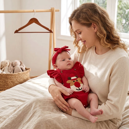 Little Manta Reindeer Ruffle Romper