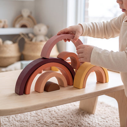 Little Manta Wooden Rainbow Stacking Arch Blocks