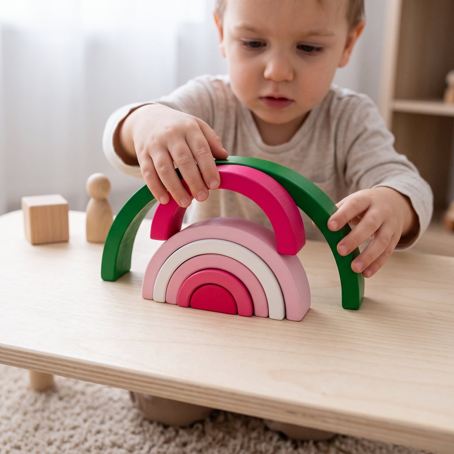 Little Manta Wooden Rainbow Stacking Arch Blocks