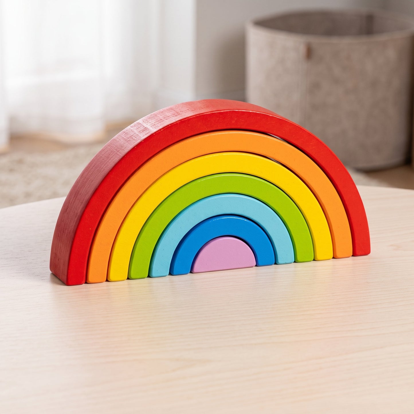 Little Manta Wooden Rainbow Stacking Arch Blocks