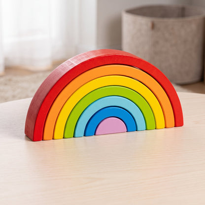 Little Manta Wooden Rainbow Stacking Arch Blocks
