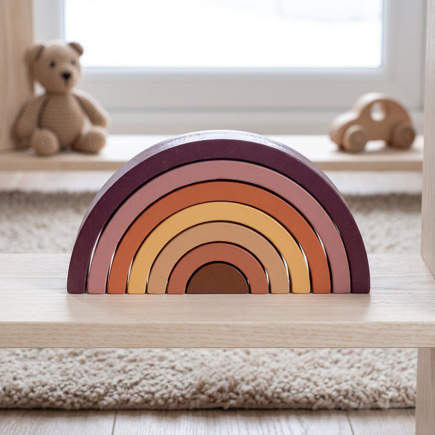 Little Manta Wooden Rainbow Stacking Arch Blocks