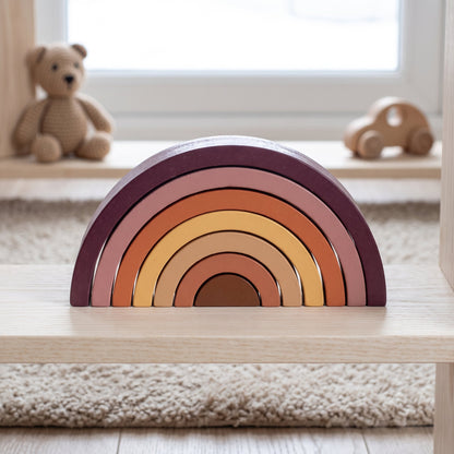 Little Manta Wooden Rainbow Stacking Arch Blocks