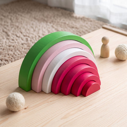 Little Manta Wooden Rainbow Stacking Arch Blocks