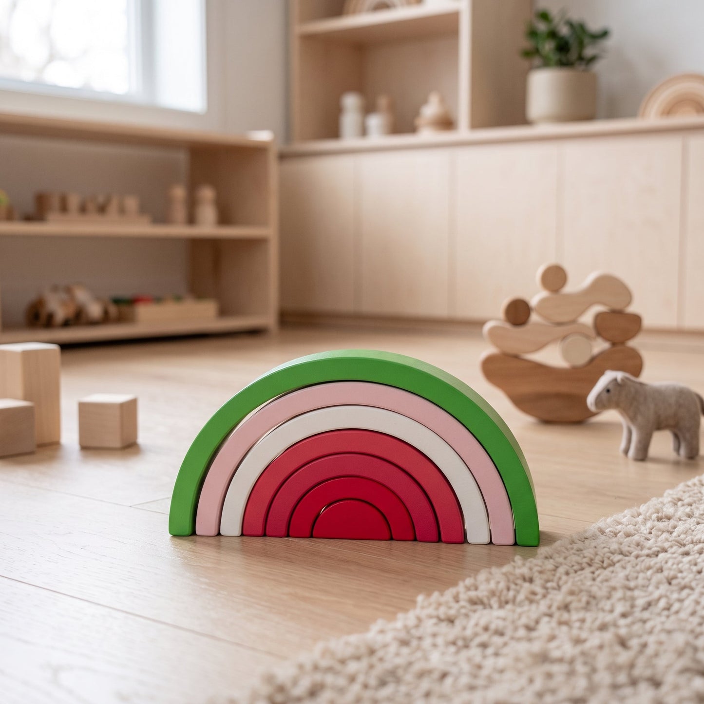 Little Manta Wooden Rainbow Stacking Arch Blocks