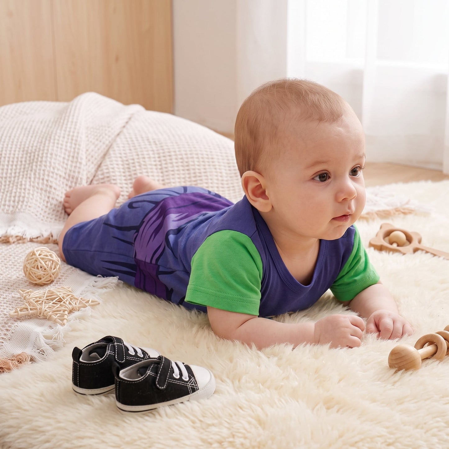 Little Manta Little Hero Character Baby Onesie