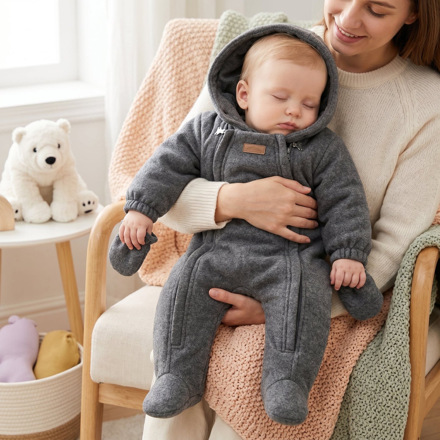 Baby Winter Fleece Snowsuit with Hood