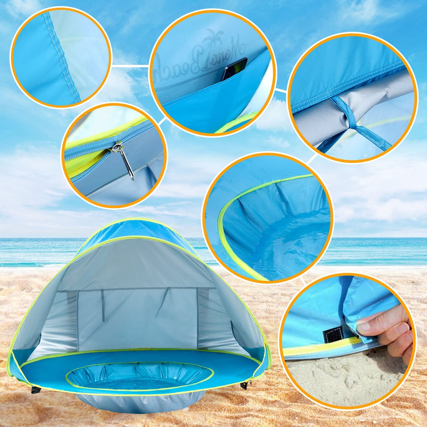 Little Manta Baby Beach Tent with Paddling Pool