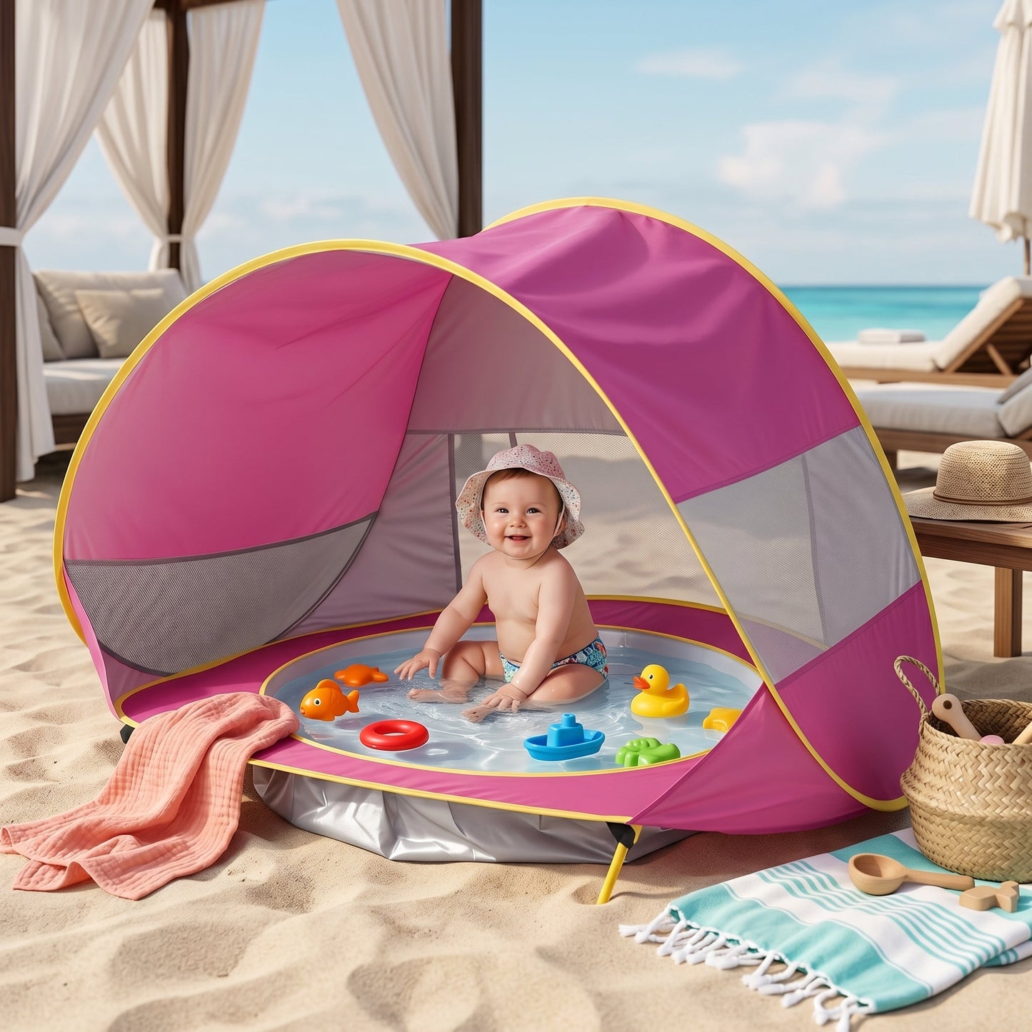 Little Manta Baby Beach Tent with Paddling Pool