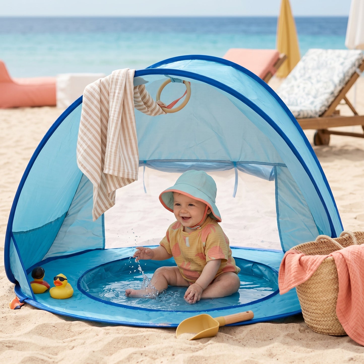 Little Manta Baby Beach Tent with Paddling Pool