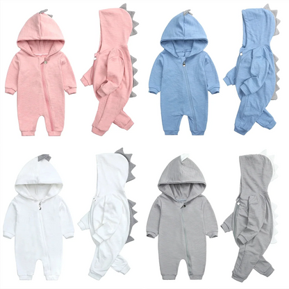 Dinosaur Hooded Baby Onesie