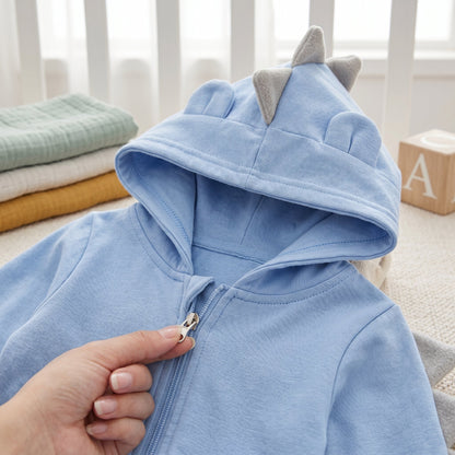 Dinosaur Hooded Baby Onesie