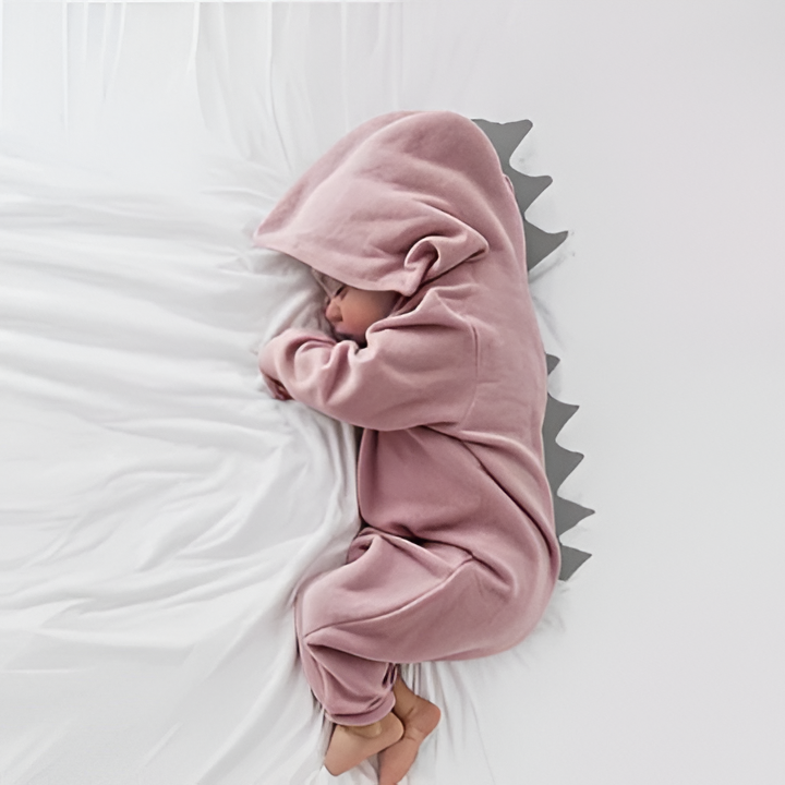 Dinosaur Hooded Baby Onesie