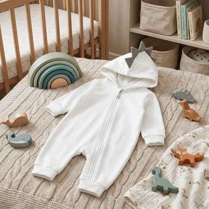 Dinosaur Hooded Baby Onesie