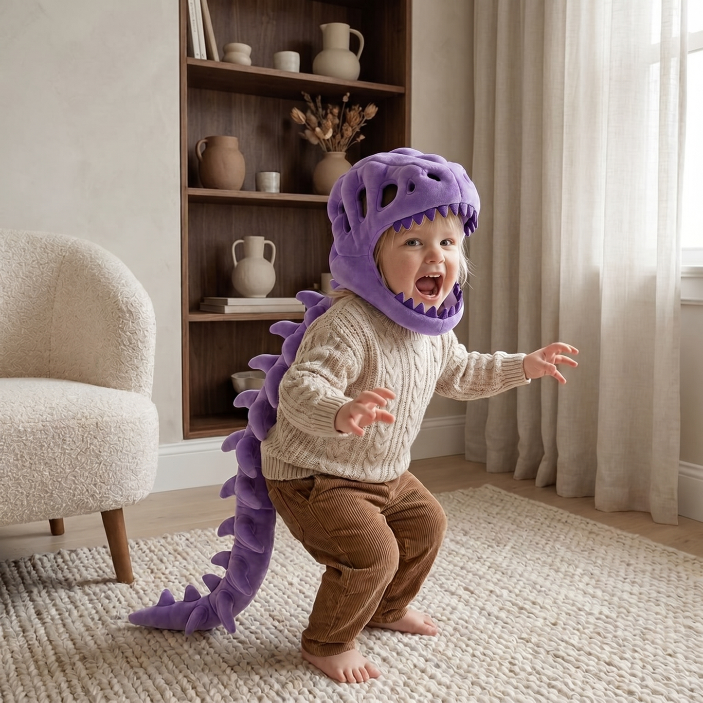 Little Manta Dino Plush Hoodie